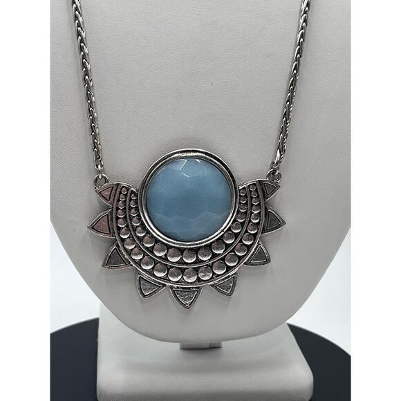 Lucky Brand Statement Long 
Necklace Light Blue Quartz Silver
Tone - Picture 2 of 11